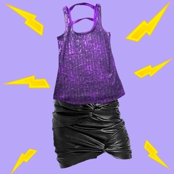 Sequin Strappy Tank Top Purple Cheetah Print NWOT - Picture 1 of 4